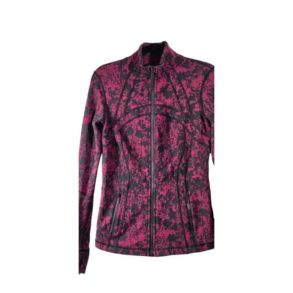 Lululemon Athletica Size 8 Activewear Jacket Full Zip Vented Back Black Burgundy - Picture 3 of 6